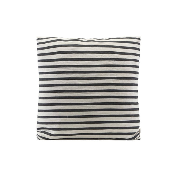 House Doctor Linen Cushion Cover - Black And Grey Stripe 60x60cm