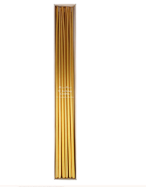 Meri Meri Gold Tall Tapered Candles (x 12)