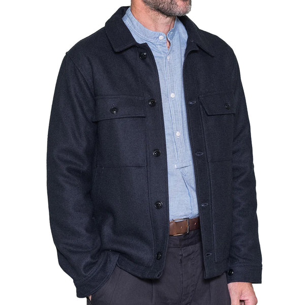 The Drivers Jacket Navy Melton Wool