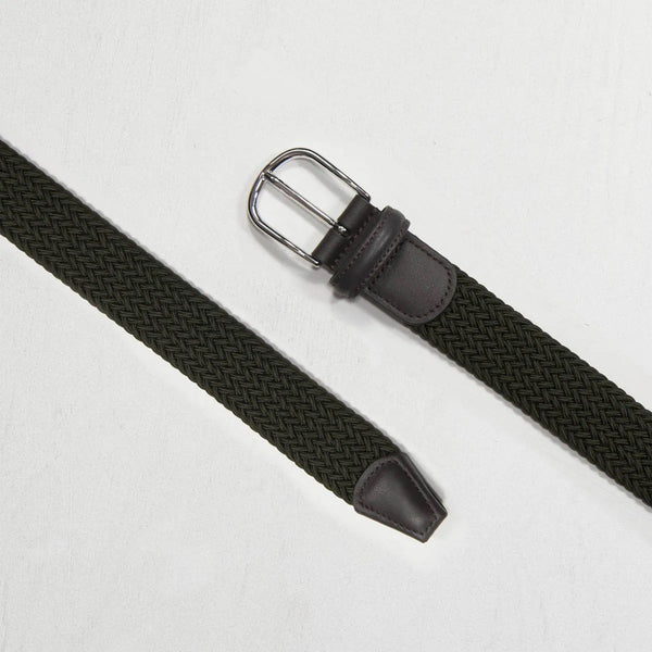 Elasticated Woven Belt In Olive