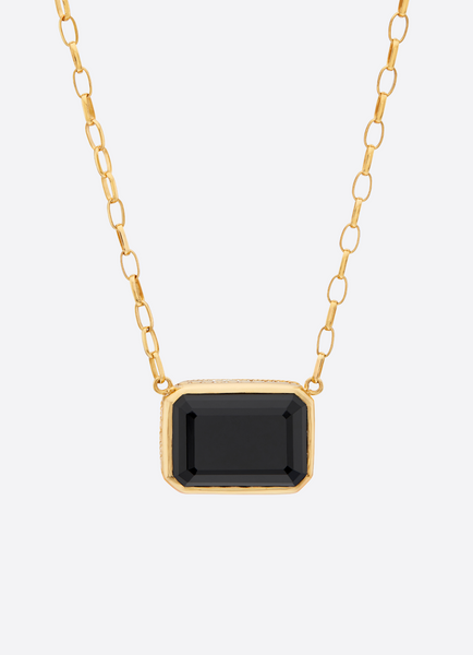 Large Rectangular Necklace Onyx Gold