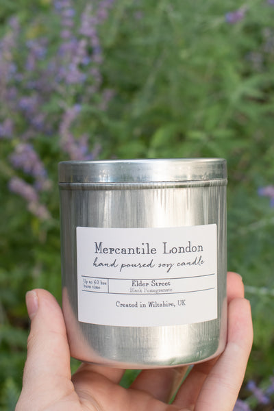 The Mercantile London Black Pomegranate Tin Candle