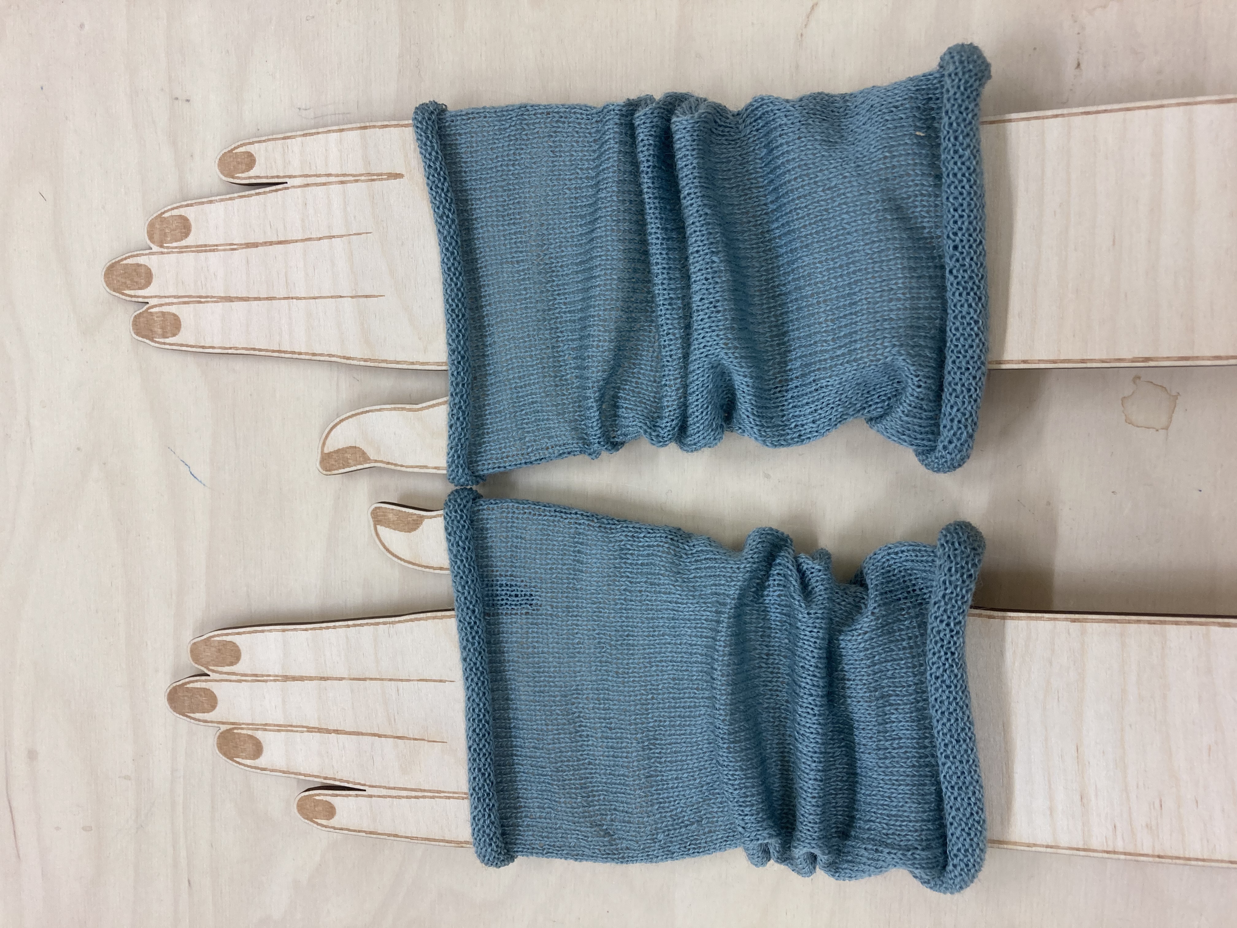 100% Fine Wool Wrist Warmers in Powder Blue