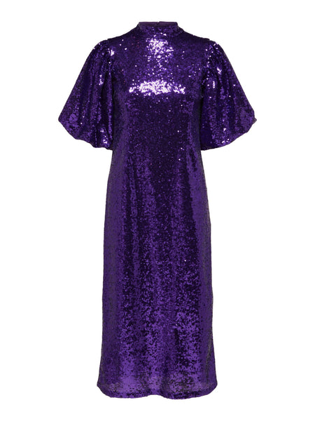 Selected Femme Sequin Midi Dress In Acai