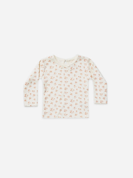 Quincy Mae Pointelle Long Sleeve Tee | Blush Floral