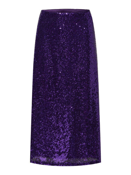 Selected Femme Sequin Skirt In Acai