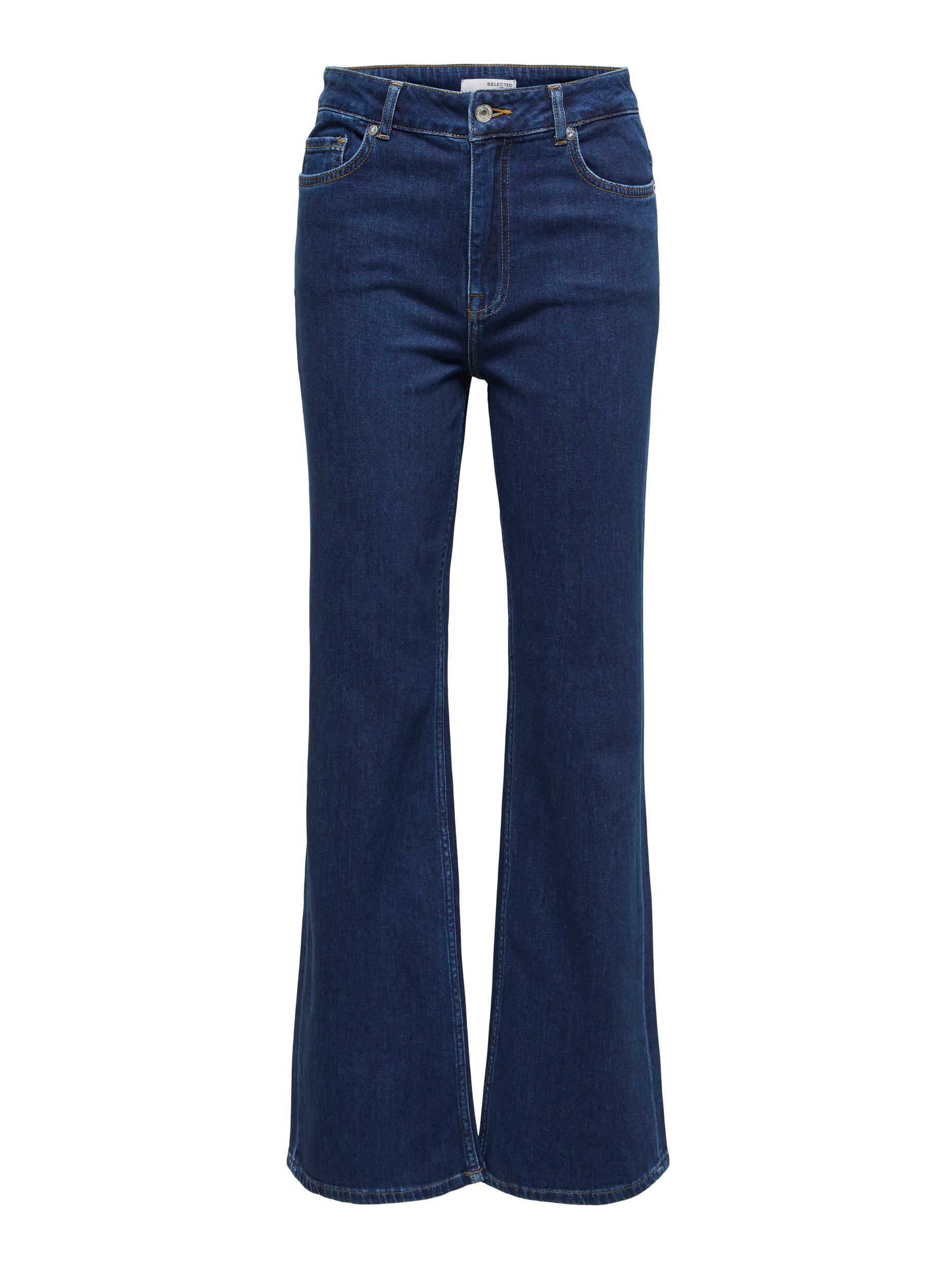 Selected Femme Brigitte HW Bootcut Cut Jeans - Dark Blue Denim 