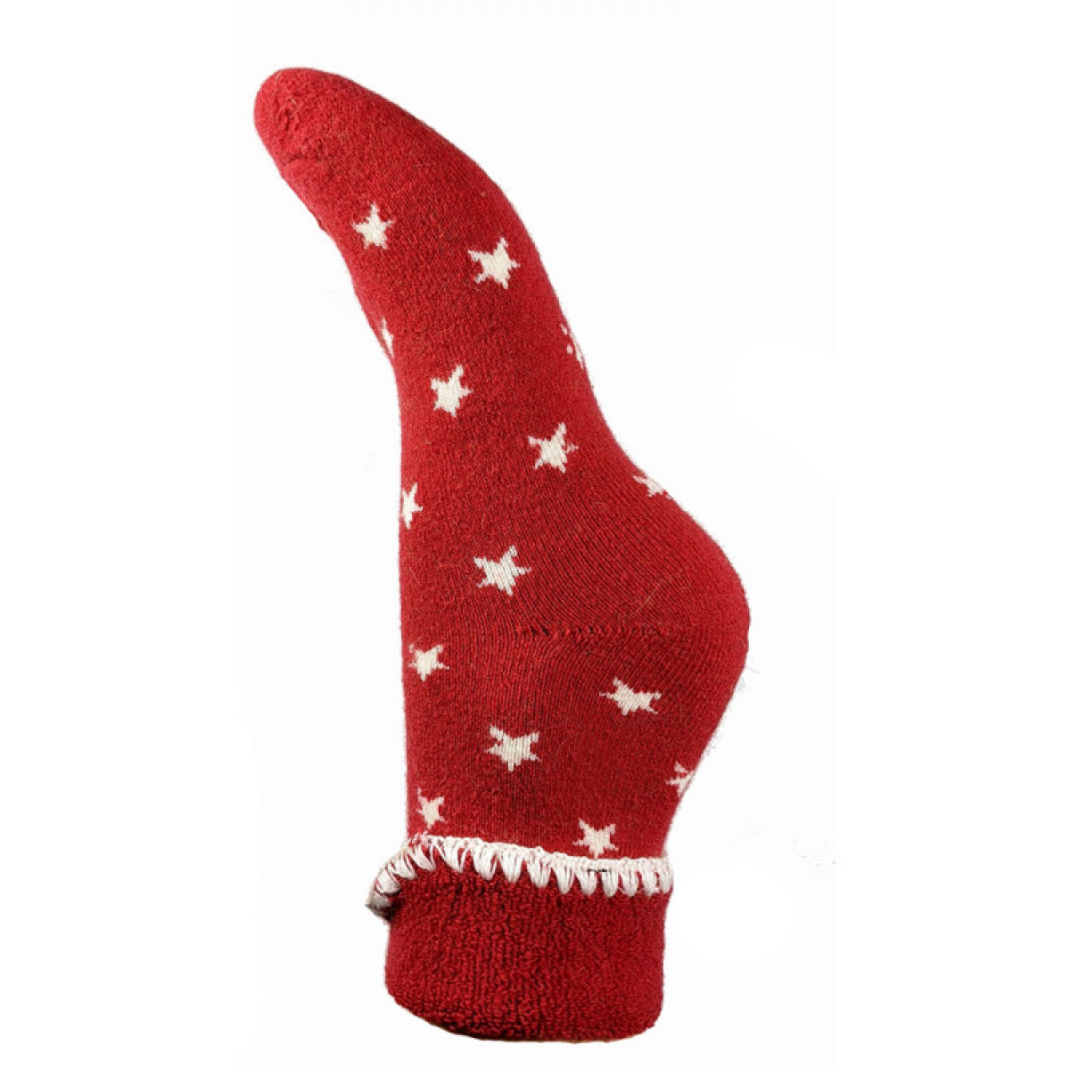 Joya Red with Cream Stars Cuff Socks