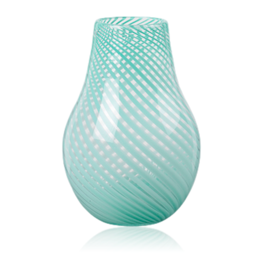 Broste Copenhagen Ada Cross Striped Vase Mouthblown Glass Turquoise