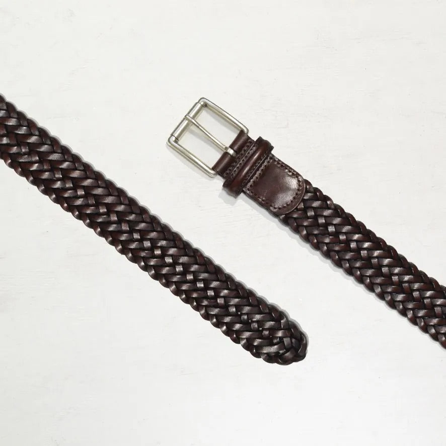 Classic Woven Leather Belt Tan