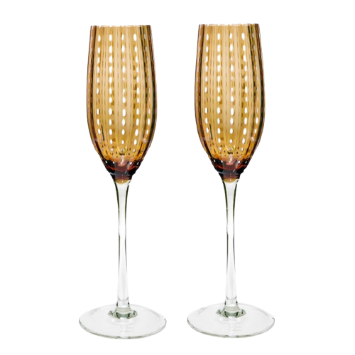 Livellara Colored Champagne Flute - Set of 2 Amber