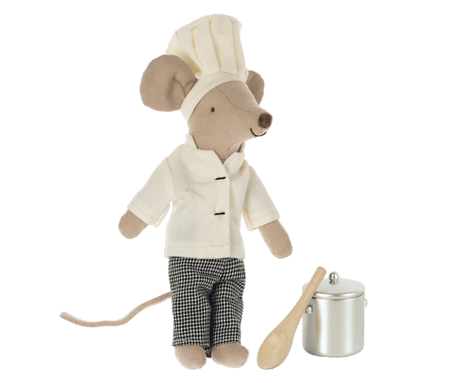 Maileg Cook Mouse with Pot and Spoon