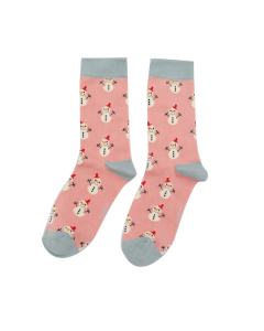 Little Snowmen Socks Dusky Pink