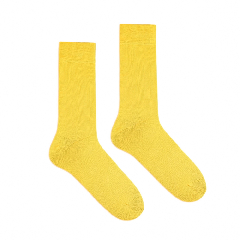 Klue Organic Cotton Solid Colour Socks In Yellow Size Eu 41-46 Uk 7-11.5