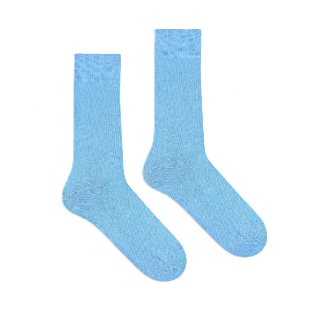 Klue Organic Cotton Solid Colour Socks In Sky Blue Size Eu 41-46 Uk 7-11.5