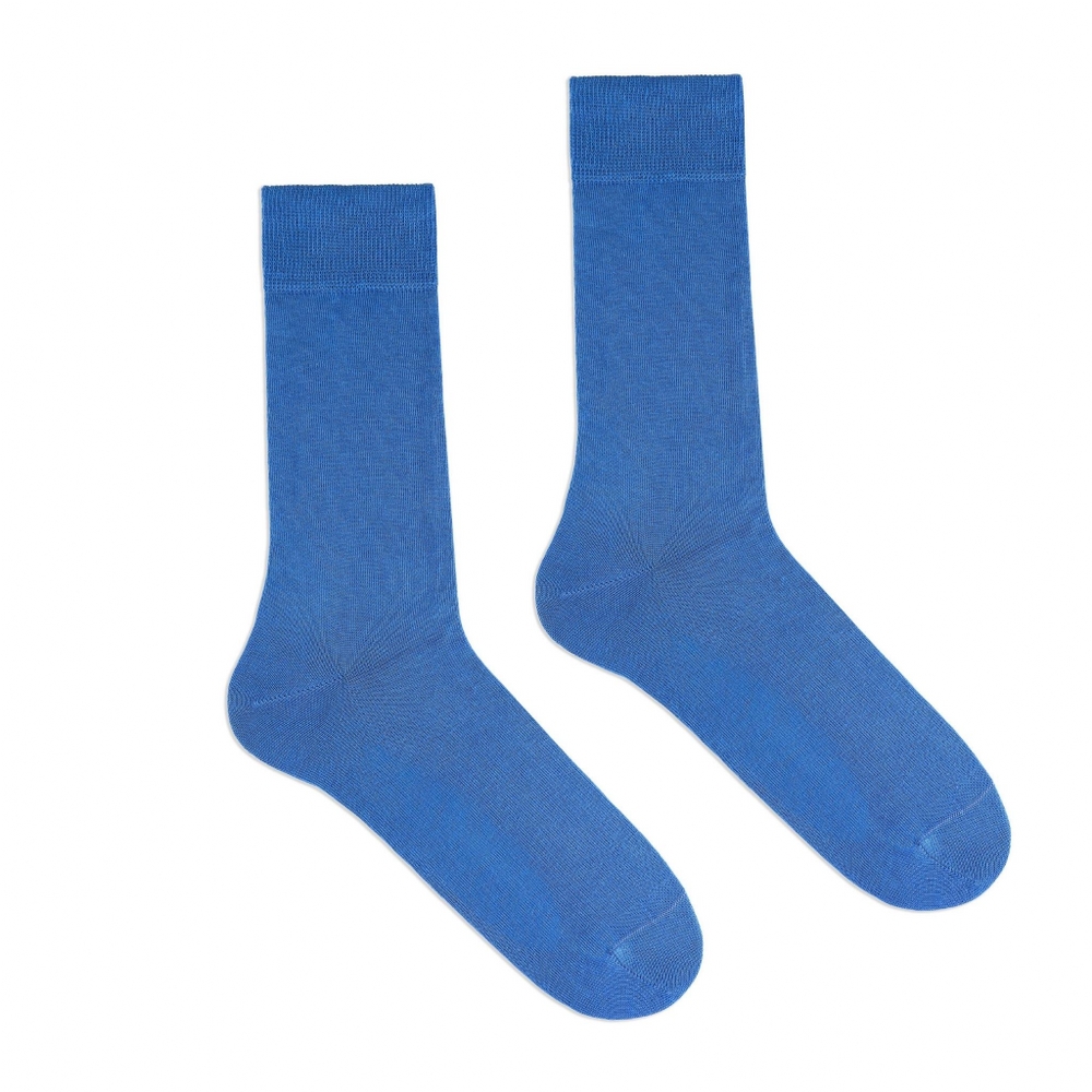Klue Organic Cotton Solid Colour Socks In Blue Size Eu 41-46 Uk 7-11.5