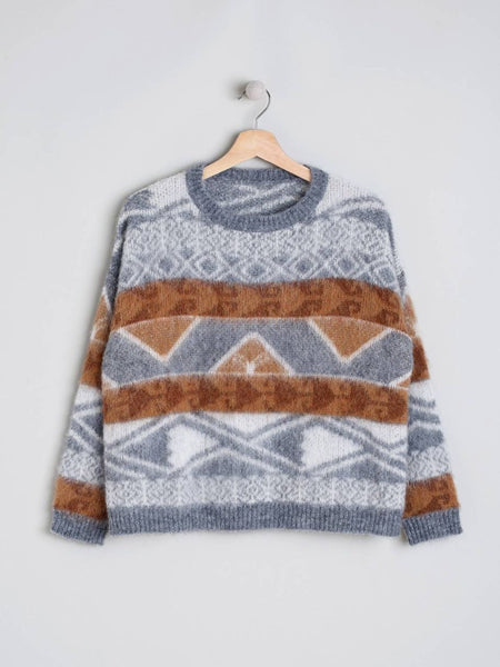 Ethnic Knitted Jumper With Alpaca