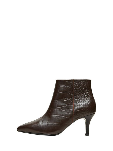 Selected Femme Black Croc Heeled Boots