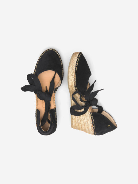 Selected Femme Black Mia Wedge Espadrilles Sandals