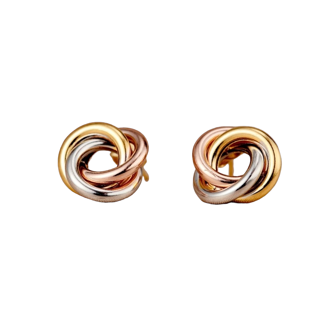 Posh Totty Designs Mixed 9ct Gold Russian Ring Stud Earrings