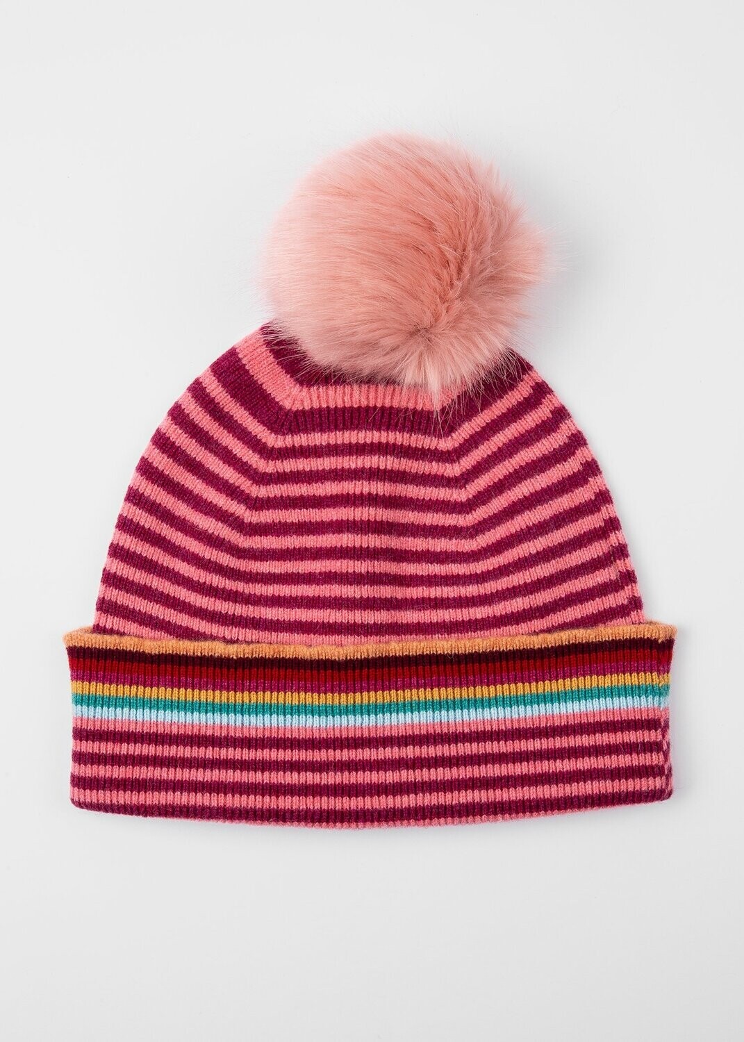 Stripe Pom Pom Hat