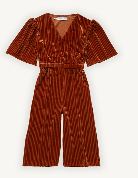 Velvet Ribbed Jumpsuit - Hazelnut