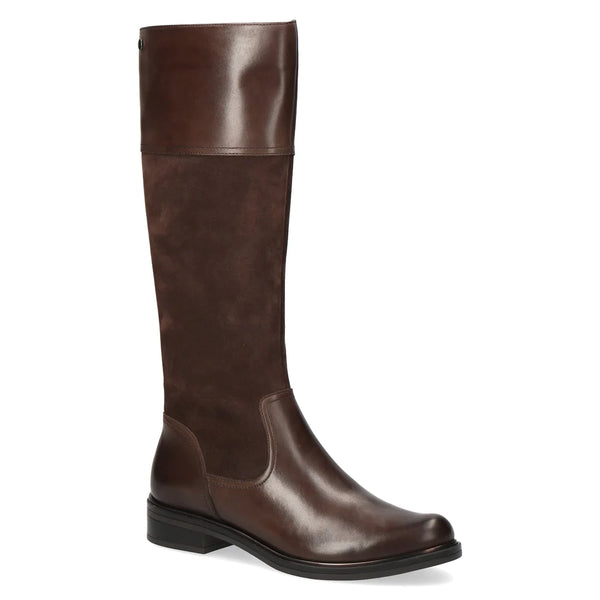 Chocolate Brown Knee High Boots In Leather And Suede