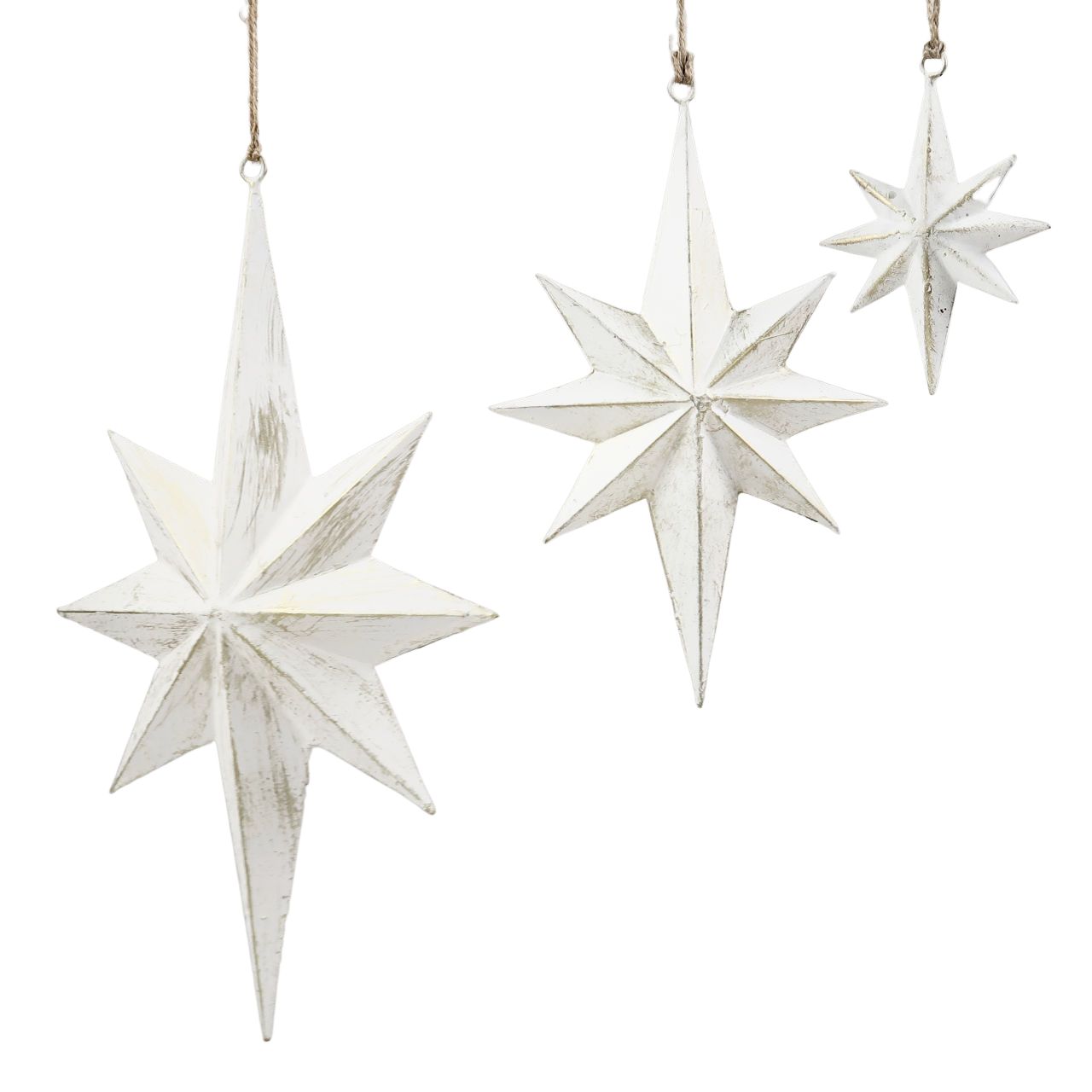 Grand Illusions 3 White Vintage Star Decorations