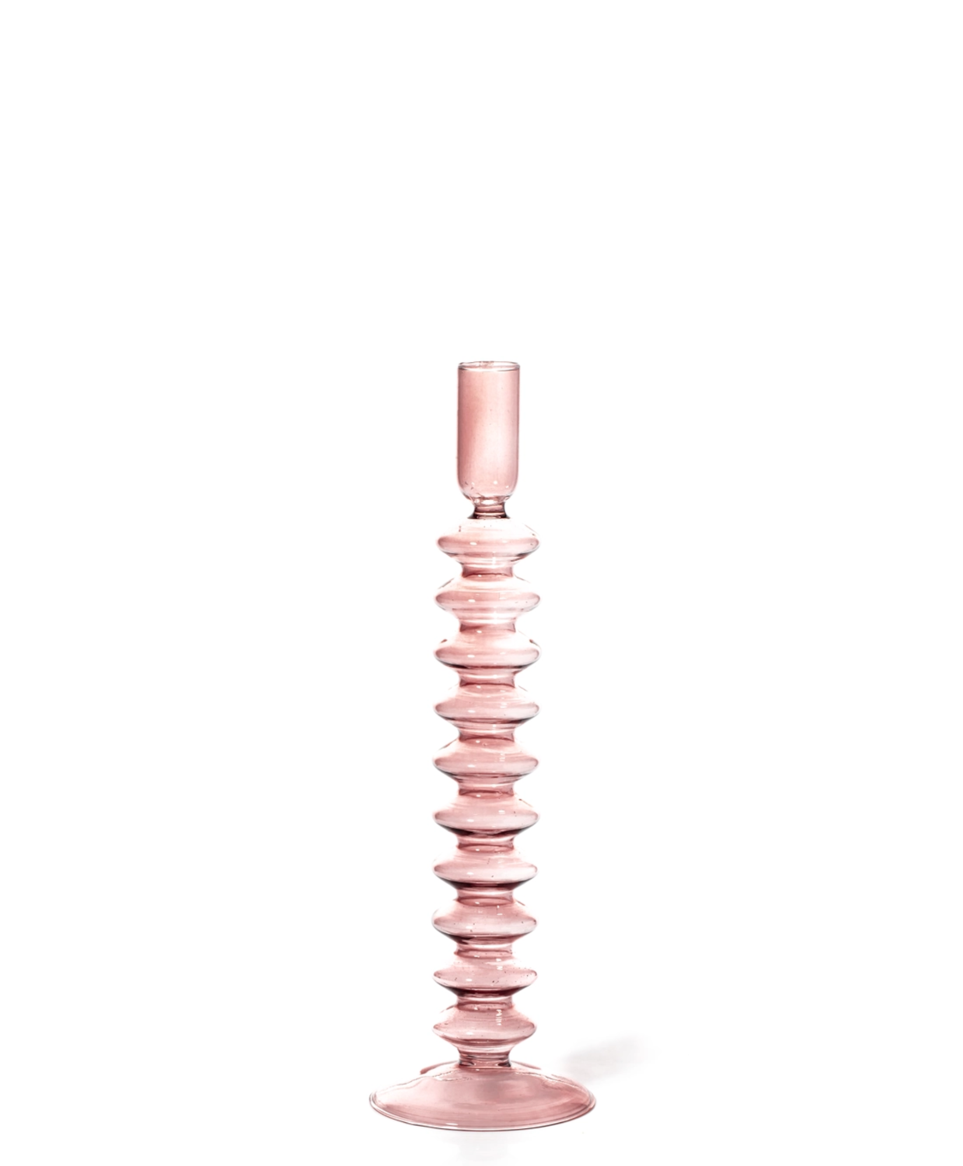 WXY Coloured Glass Candle Holder - Rose Quartz