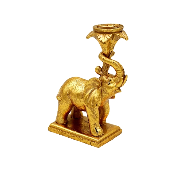Werner Voss Antique Gold Standing Elephant Ornate Candle Holder