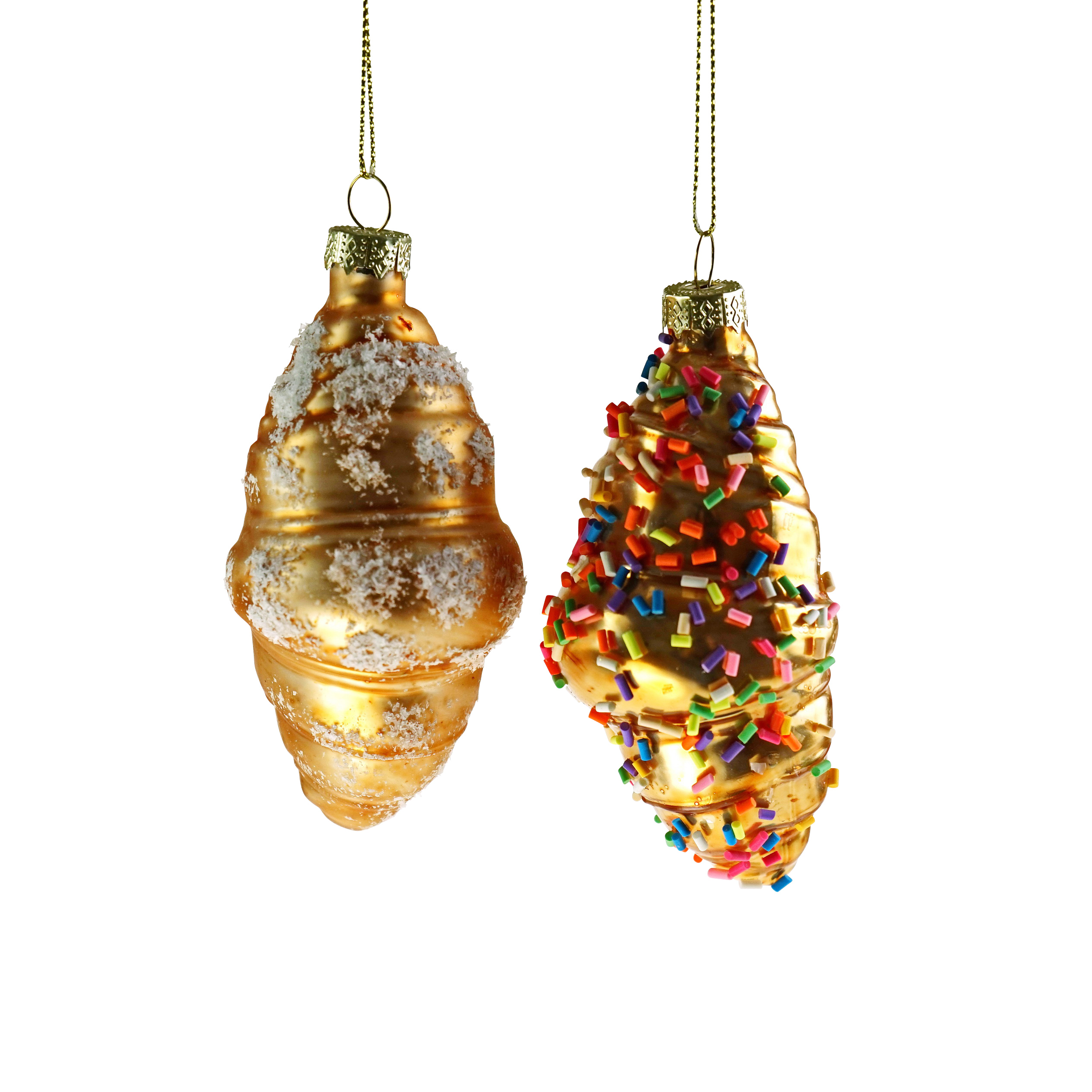 &Quirky Croissant Glass Tree Decoration : White or Rainbow