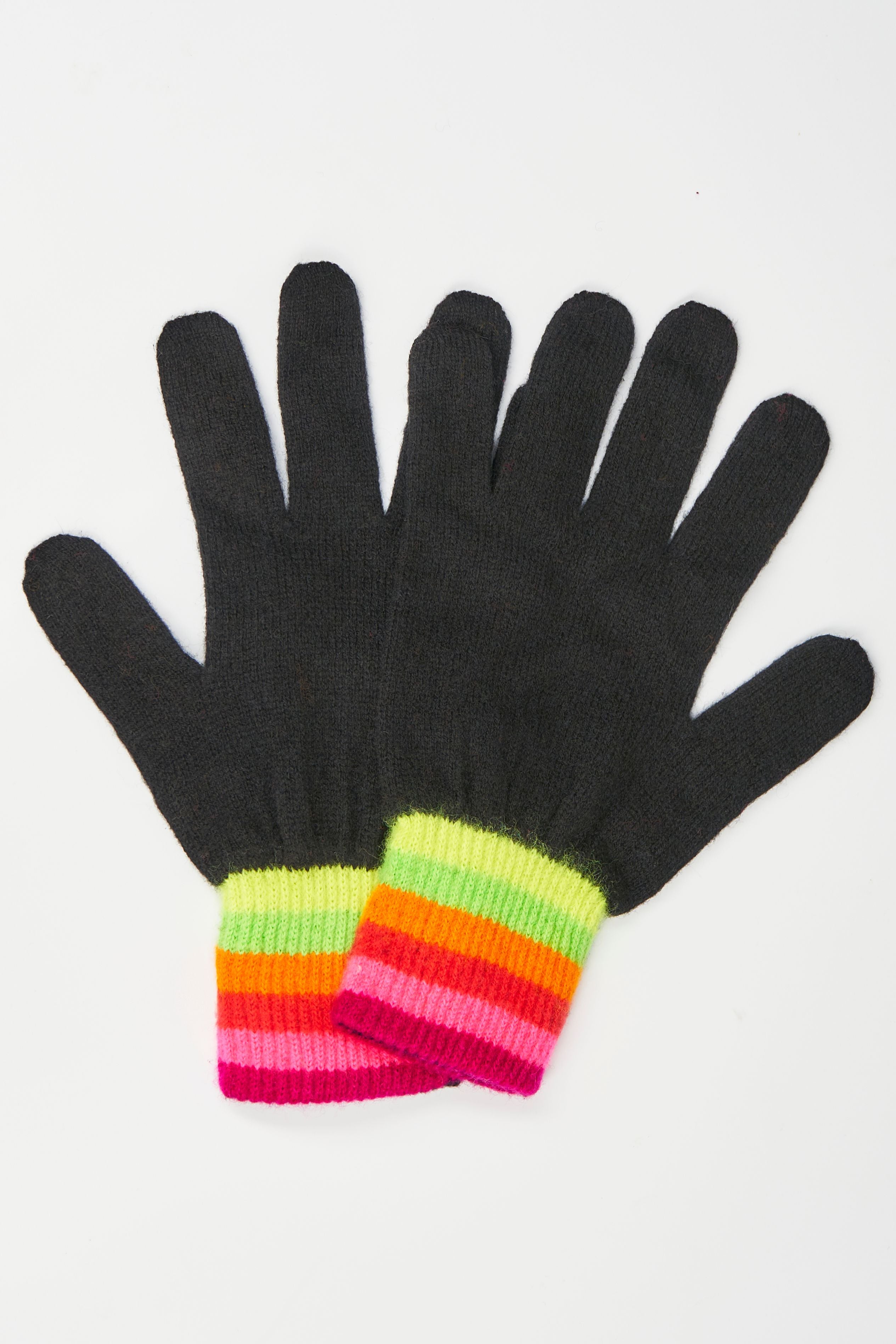 Brodie Rainbow Stripe Gloves In Black