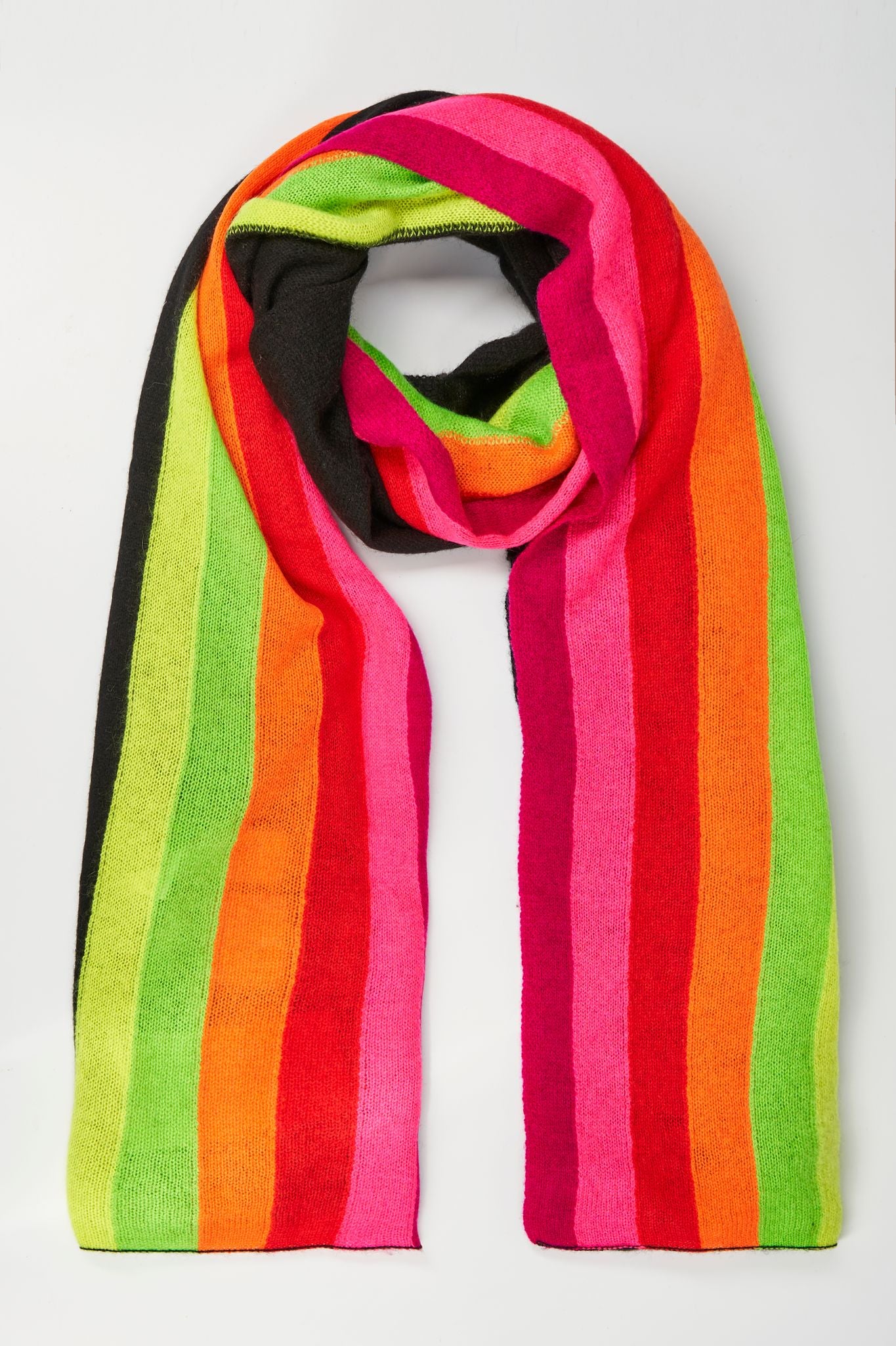 Rainbow Stripe Evie Scarf In Black