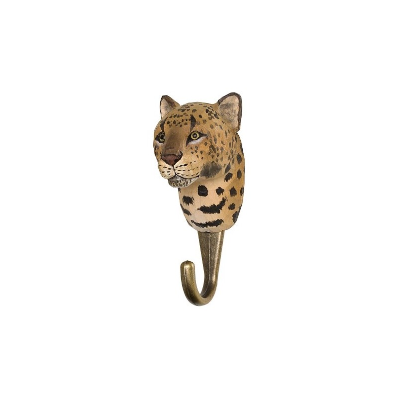Wildlife Garden Wood Handcarved Hook Leopard
