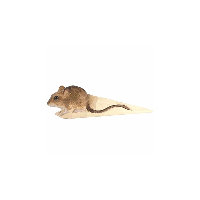 Wildlife Garden Wood Handcarved Doorstop Mouse