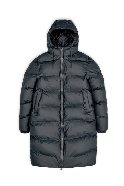 Rains Long Puffer Jacket - Slate