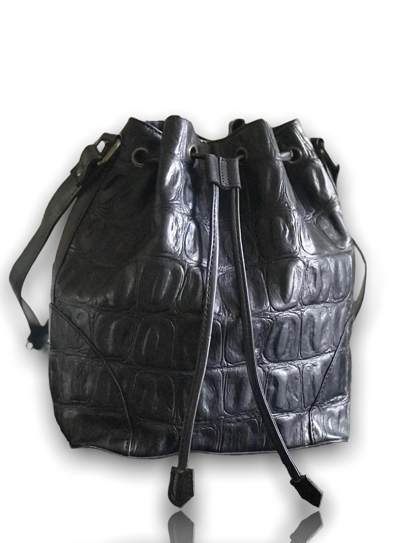 CollardManson Bucket Bag Black Croc Leather