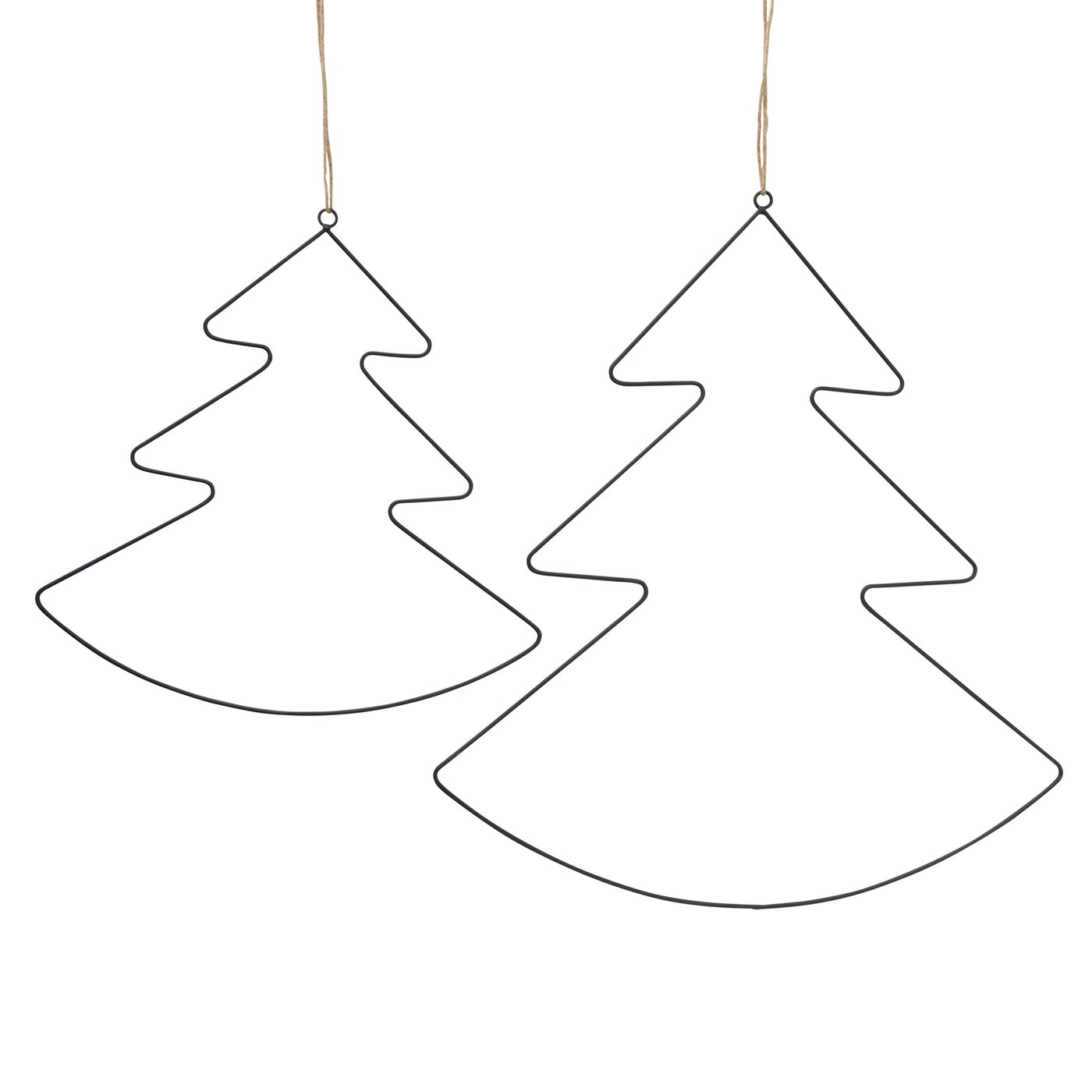 &Quirky Black Wire Christmas Tree Decoration : Set of 2
