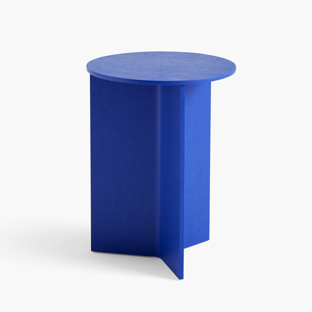 HAY Slit Table Wood Round High - Vivid Blue 