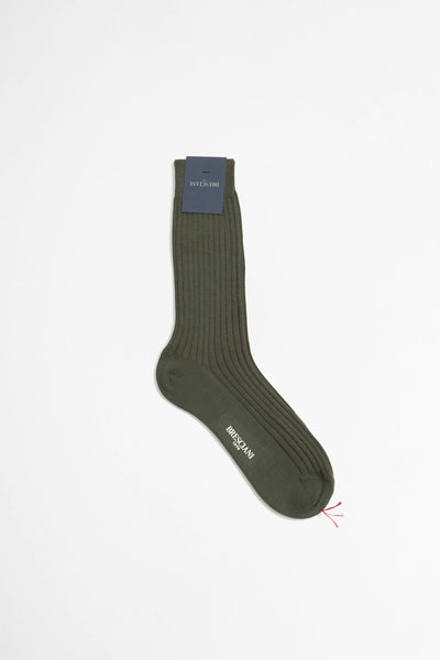 Bresciani Wool/cotton Blend Short Socks Militare/moka