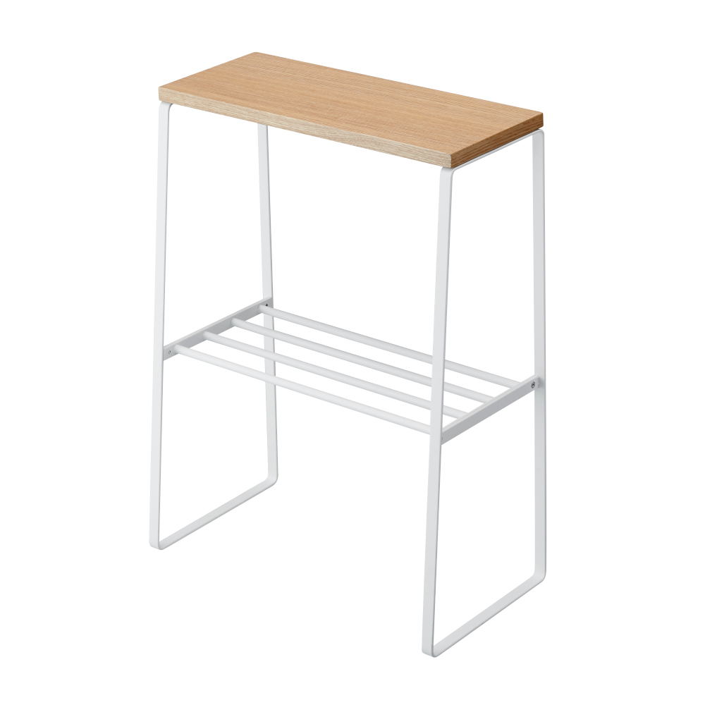 Tosca Side Table In White With 1 Shelf And Wooden Top