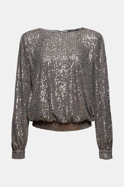 Long Sleeved Top With Slate Coloured Sequins