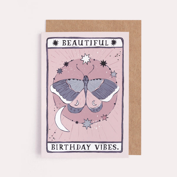 Sister Paper Co Moth Birthday Vibes Card | Birthday Card | Tarot Card