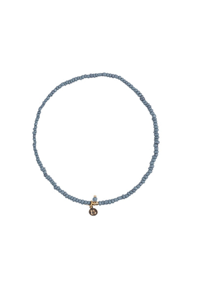 Fine Bead Bracelet Gray Blue/Gold