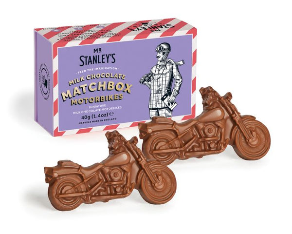 Mr Stanley Milk Chocolate Matchbox Motorbikes