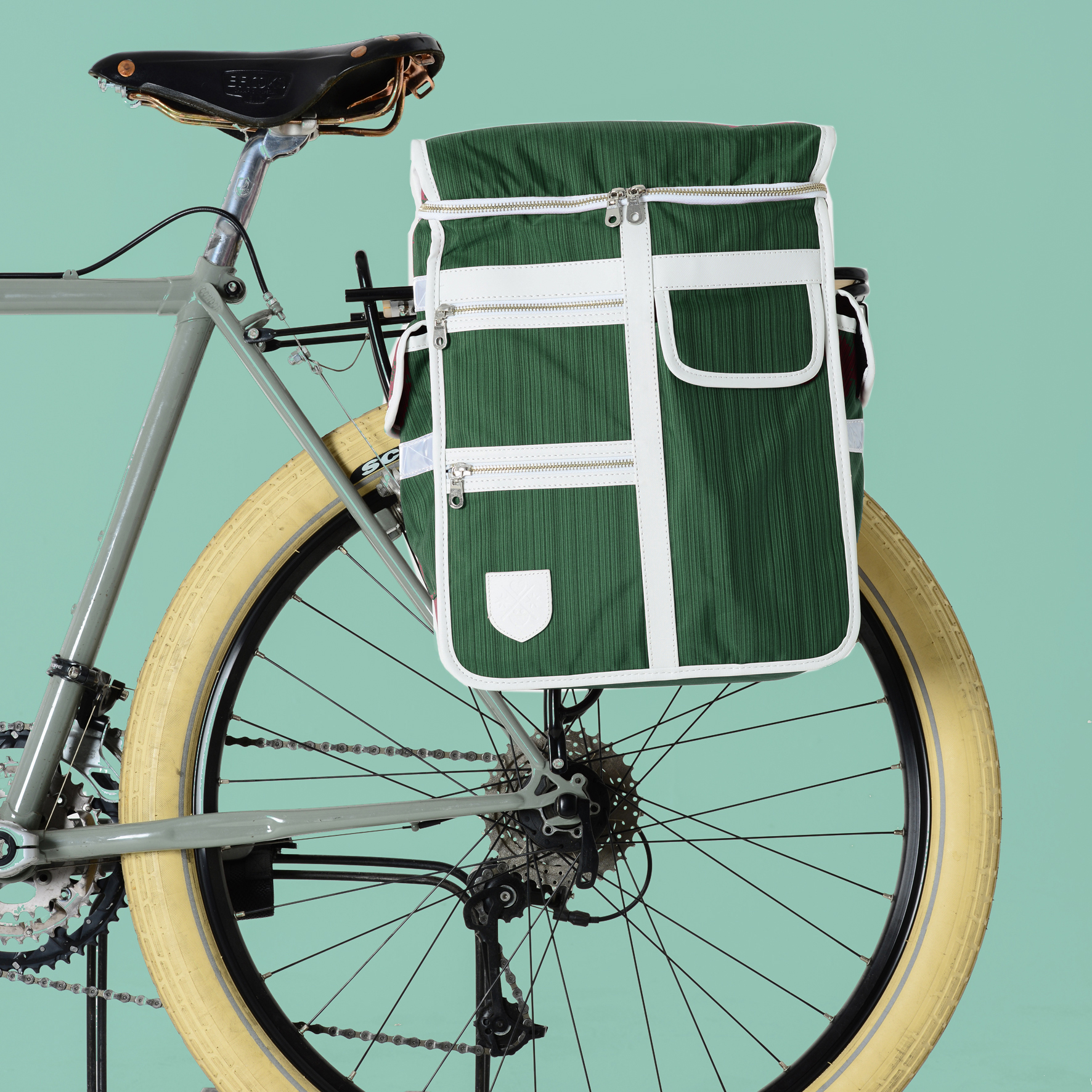 Goodordering Forest Green Large Pannier Bicycle Shoulder Bag 