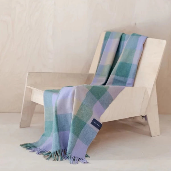 Recycled Wool Knee Blanket In Thistle Meadow Check