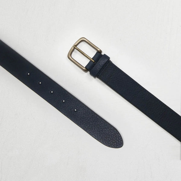 Casual Leather Belt In Navy