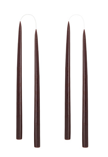 Kunstindustrien Set of 4 dipped Candles, 28cm, Chocolate brown