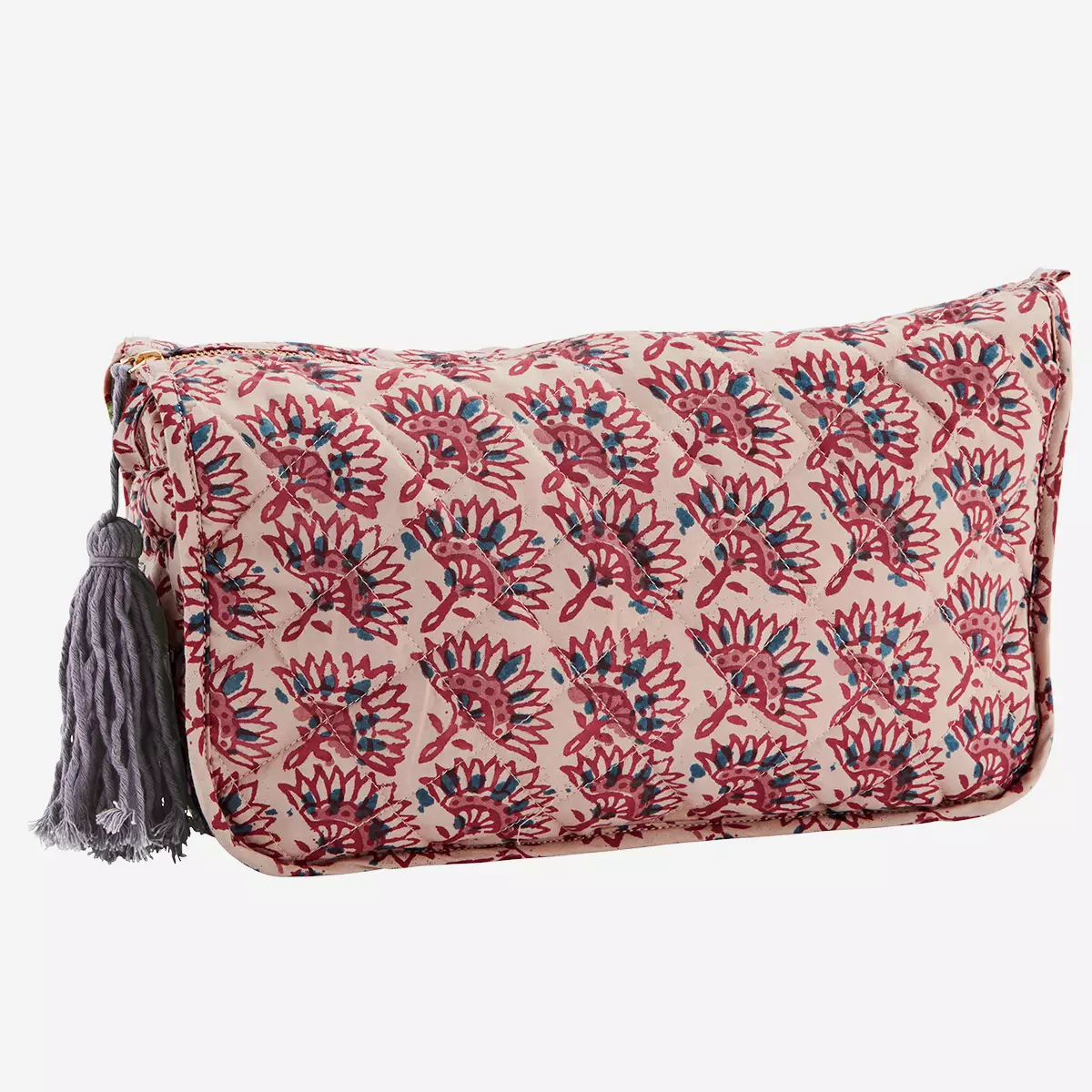 Red Nude Blue Printed Washbag with Tassel